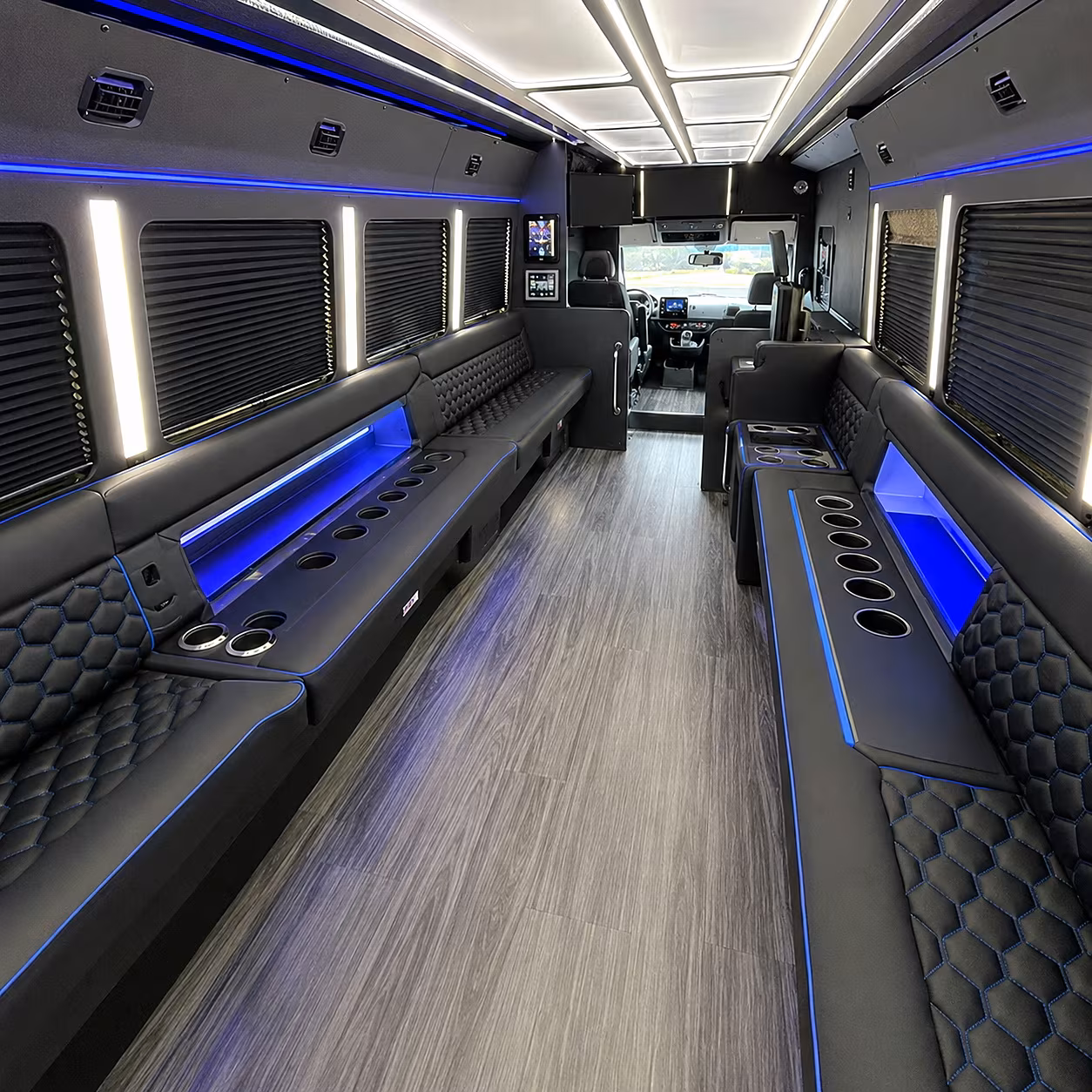 norman party bus rental interior
